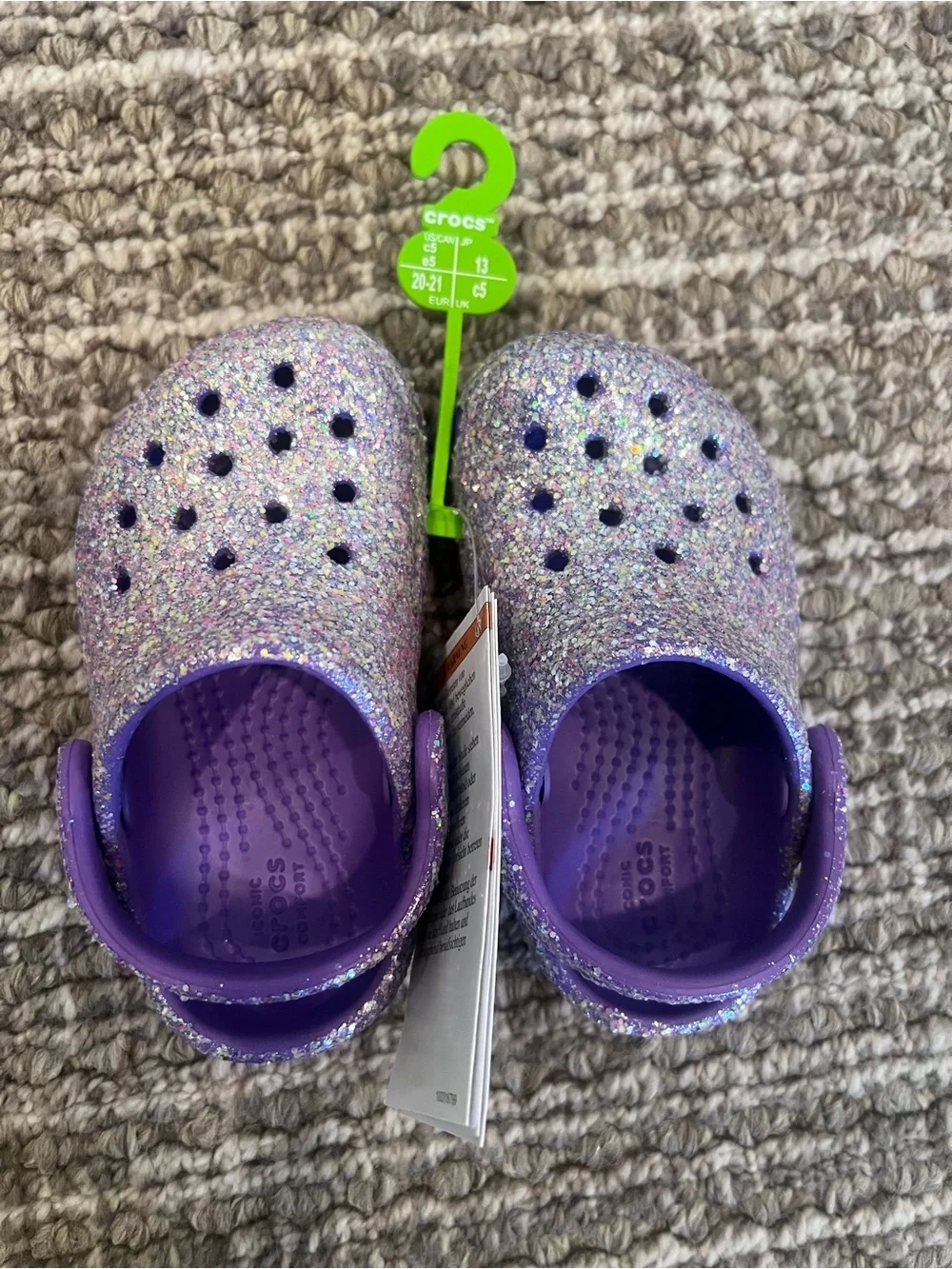 Toddler Classic Fantasy Purple Glitter Clog CROCS- size c5